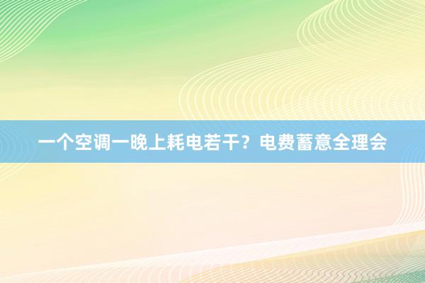 一个空调一晚上耗电若干？电费蓄意全理会